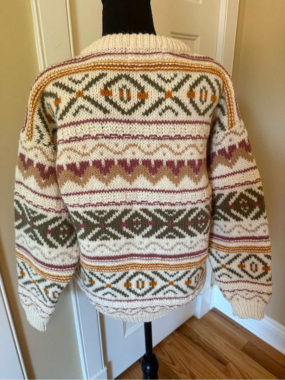 Pitlochry Cardigan Sweater Ivory/Multicolored 100% Wool Women’s Size L NWT - Picture 4 of 11